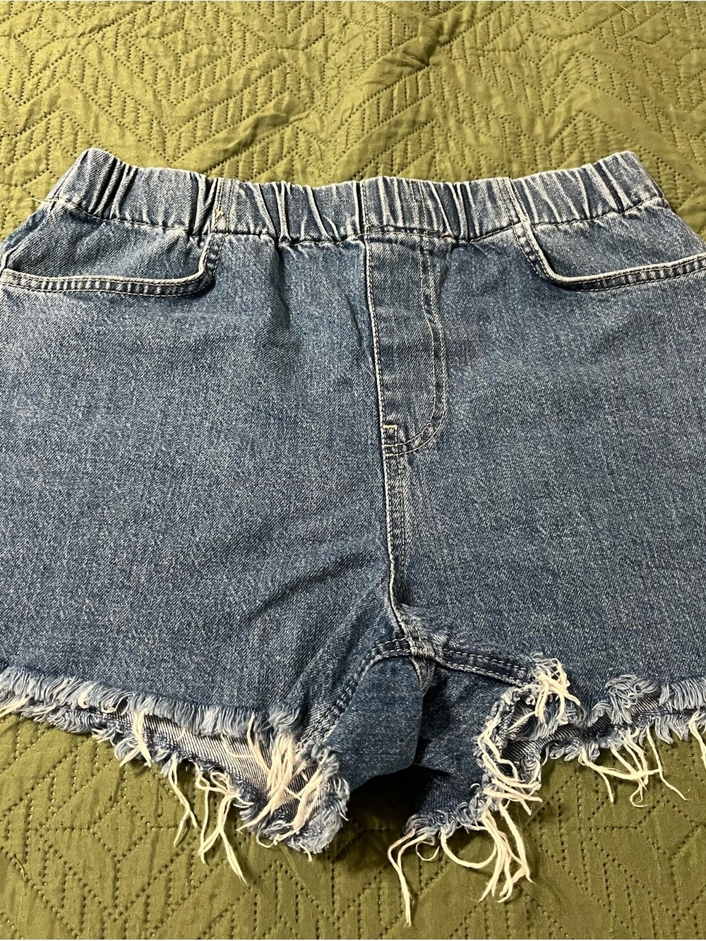 Forever 21 Medium Wash Frayed Denim Shorts